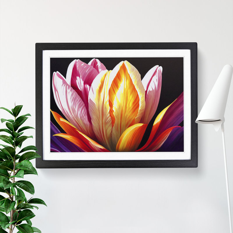 Euphoric Tulip Flowers - Framed Print, Black, 25cm H x 34cm W x 2cm D