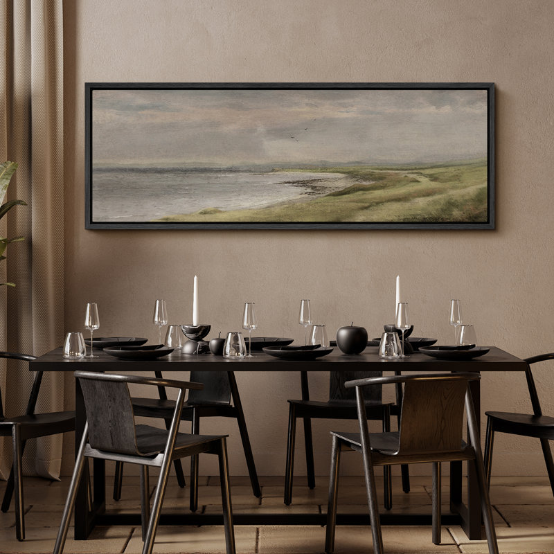 «French Country Rustic Landscape», impression sur toile surdimensionnée encadrée, H 20 po x l 60 po, Noir, noir, noir, noir