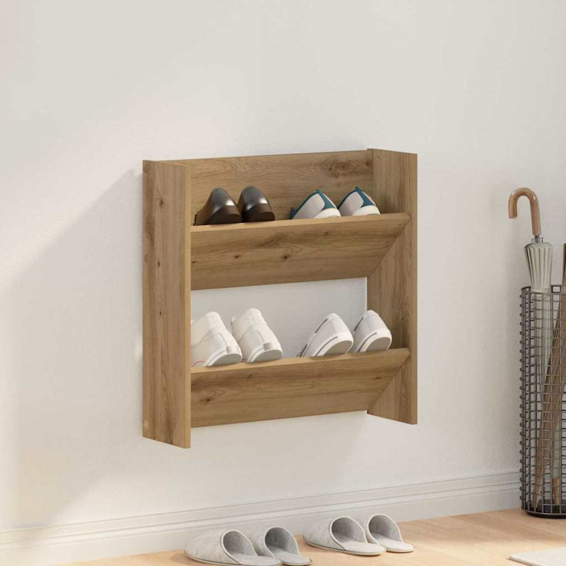 Wall Shoe Cabinet With Shelf Other Engineered Wood, Artisan Oak
