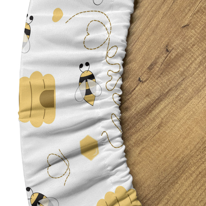 Ebern Designs Bee Fitted Round Tablecloth