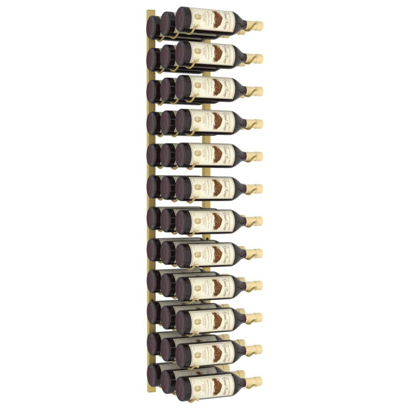 Anavictoria 36 Bottle Wall Mounted Wine Bottle Rack in Gold, Gold