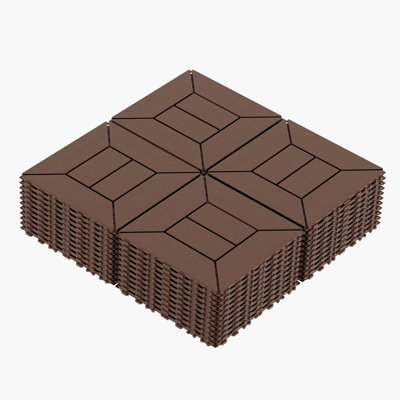 Carreaux de terrasse pour patio de style nouveau 12 po x 12 po (ensemble de 44 pièces) - plastique haute dureté, utilisation intérieure / extérieure, bricolage sans outil pour la piscine, la pelouse, la salle de bain et plus