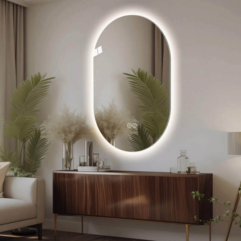 Miroir de salle de bain 48 "fixé au mur à écran tactile antibuée 48", miroir de barbier, 47,24 po x 29,53 po