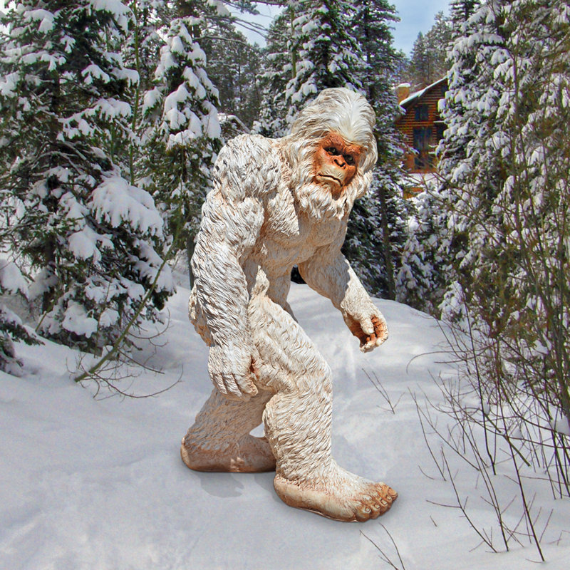Statue yéti de jardin Bigfoot, Grand, Blanc