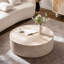 Table basse ronde avec motif Mars pour le salon, table basse tambour moderne pour le salon, pas besoin d'assemblage (motif Mars)
