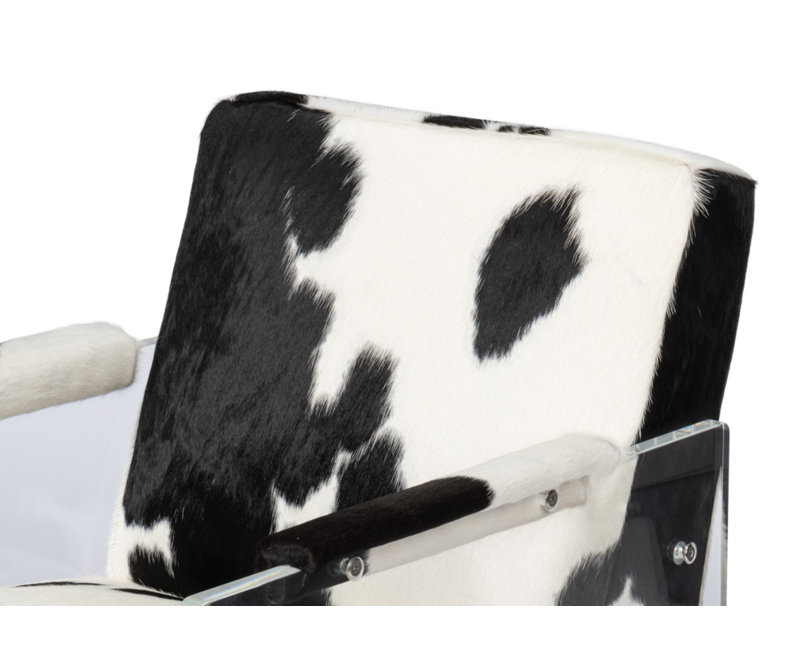 Holloway Leather Armchair, Black/White Genuine Leather