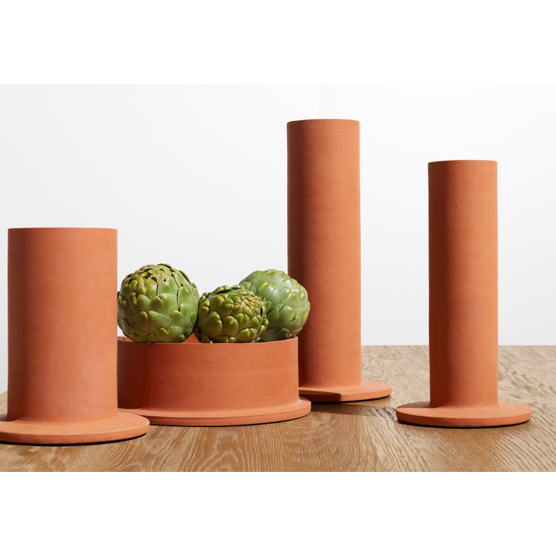 Flange Ceramic Table Vase, 15" H x 7" W x 7" D