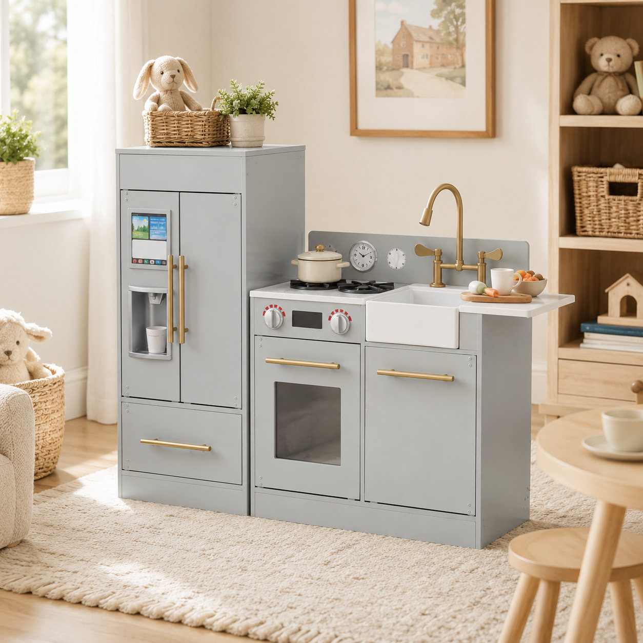 Teamson Kids Little Chef Charlotte Play Kitchen, Gray/Gold
