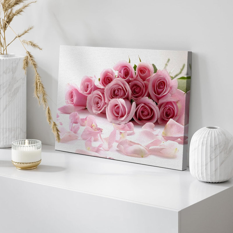 «Bouquet de belles fleurs roses roses avec mur de pétales» sur, H 24 po x l 36 po