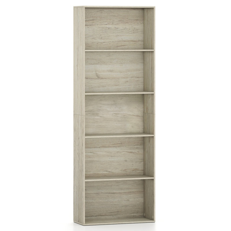 Bibliothèque 67 po à 5 tablettes en bois multifonction pour bureau personnel, brun, Brun