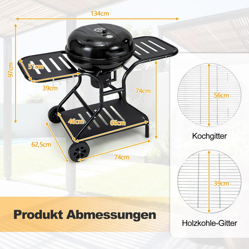 Belfry Kitchen Maja 134cm W Charcoal Grill
