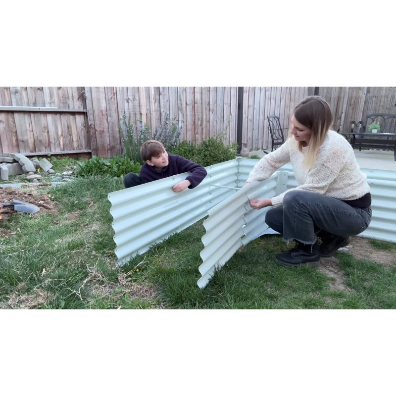Anleolife L-shaped Raised Garden Bed 74''x74''x18'' White, White