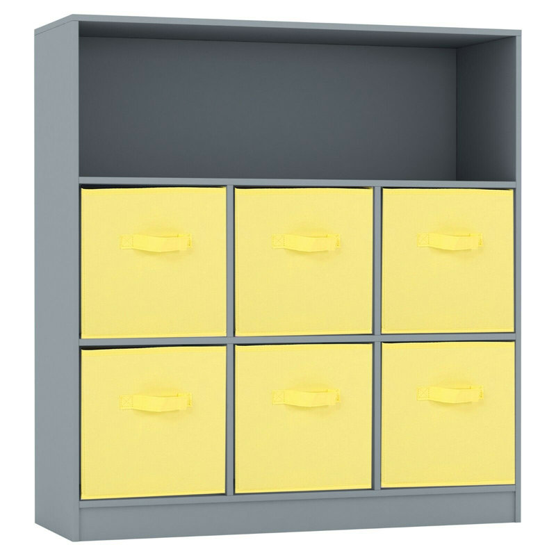 Alyssia 94 cm H x 88 cm W Standard Bookcase, Grey/Yellow