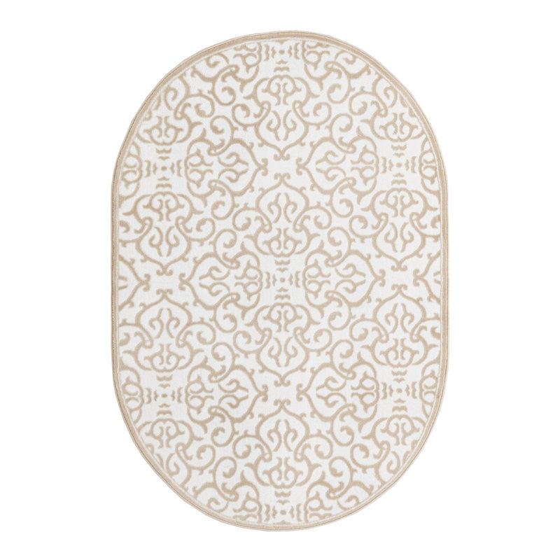Anah Damask Indoor Rug, Oval 4'1" x 6'1"