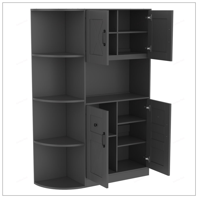 Multifunctional Left-Right Hall Cabinet with Storage and Hooks, Ideal for Living Room, Kitchen, and Hallway Organization