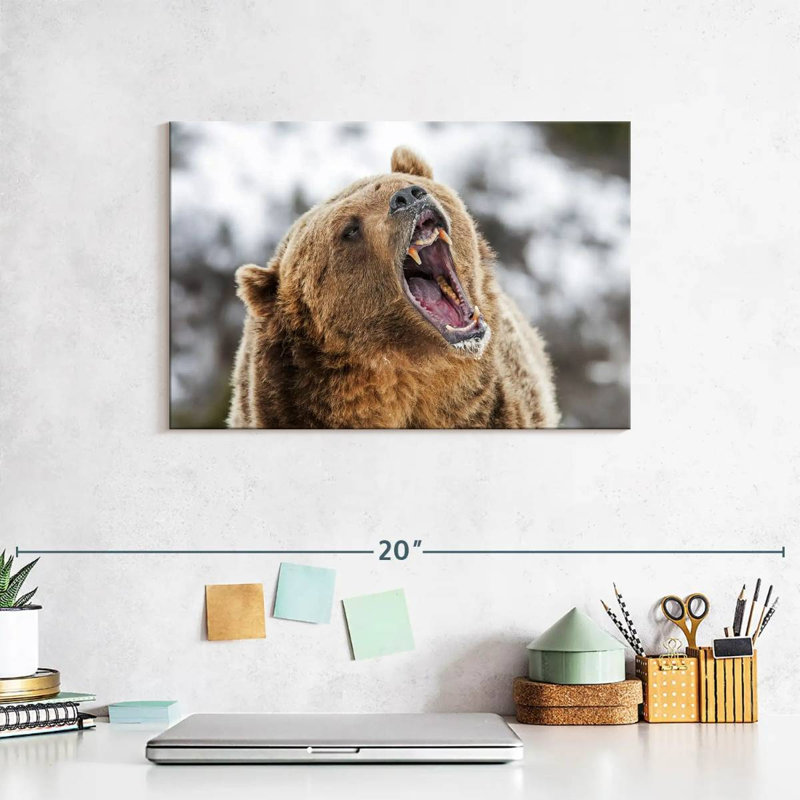 Roaring Grizzly Bear, 8" H x 12" W