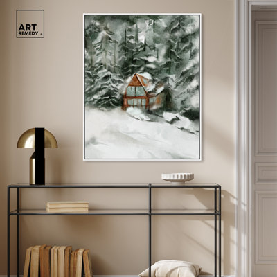 Art Remedy Winter In Decembre, paysage encadré, style aquarelle 56939