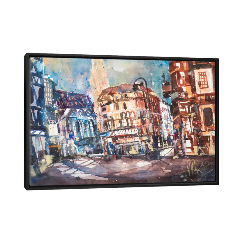 « vienne » par andreas, reproduction d’impression sur toile tendue, Toile avec cadre noir, Pas de tapis