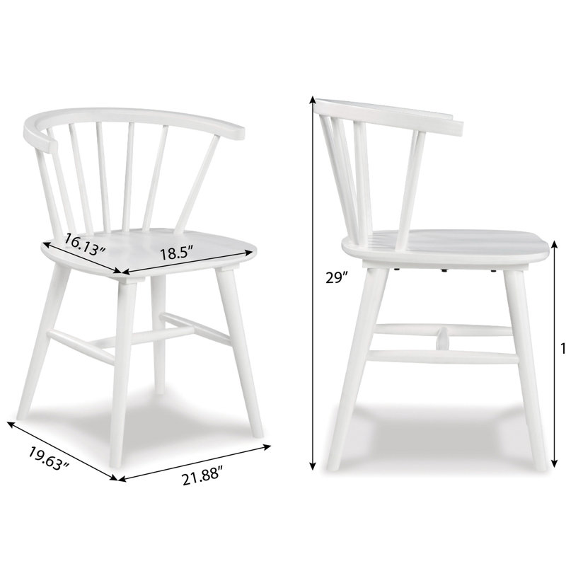 De 2 chaises à dossier en bois blanc à broche - siège moderne et élégant 2 chaises de salle à manger en bois pour un look élégant