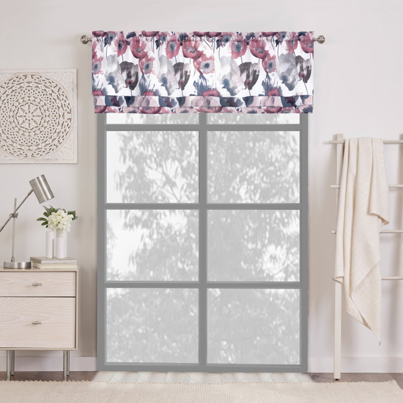 Cantonnière florale sur mesure 50 po, Rose / gris / crème