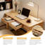 Bureau en bois massif avec tiroirs, bureau debout, bords lisses, bureau à domicile, bureau moderne Mid-Century-680485511