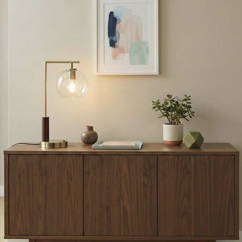 Bollay GLASS TABLE LAMP WITH GLOBE SHADE