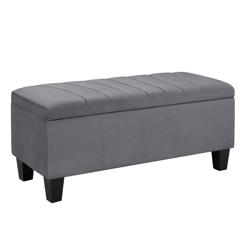 Sapphire Upholstered Ottoman Storage Bench, Grey