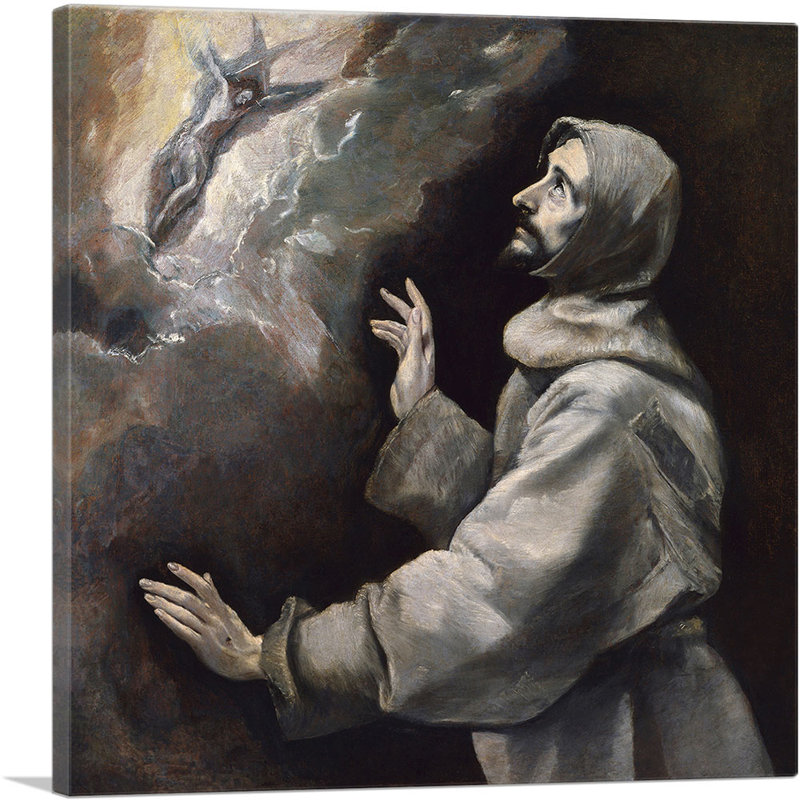 Saint François recevant les stigmates par El Greco, reproduction d'art sur toile tendue, H 18 po x l 18 po x P 1,5 po