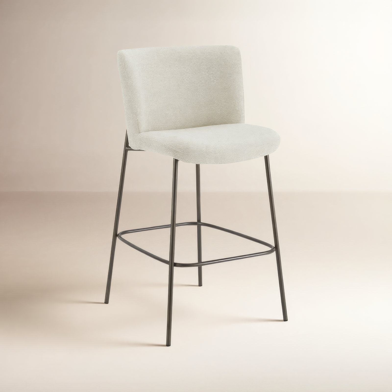 Dareau Upholstered Stool, Bar Stool (30.3" Seat Height), Beige Polyester