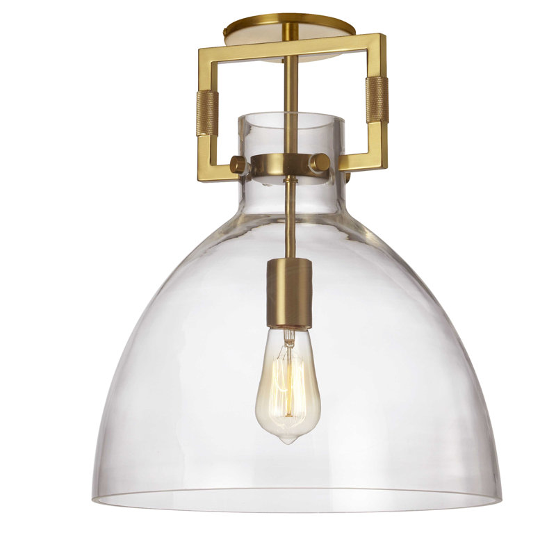 Batuhan Semi Flush Mount, Smoke, Aged Brass