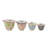 4‑Piece Hand‑Stamped Stoneware Measuring Cups with Floral Patterns