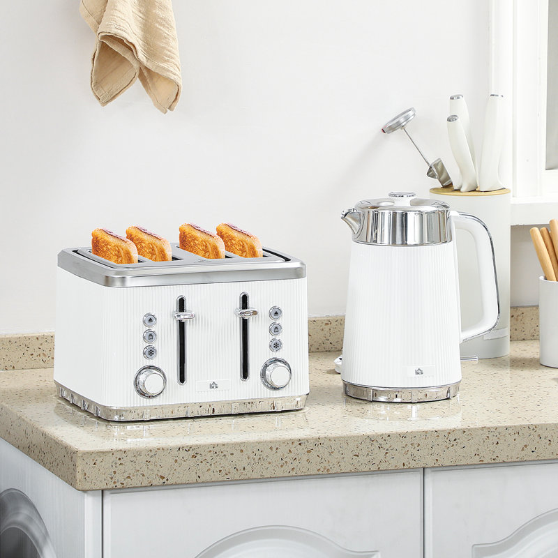 Kettle and Toaster Set, White