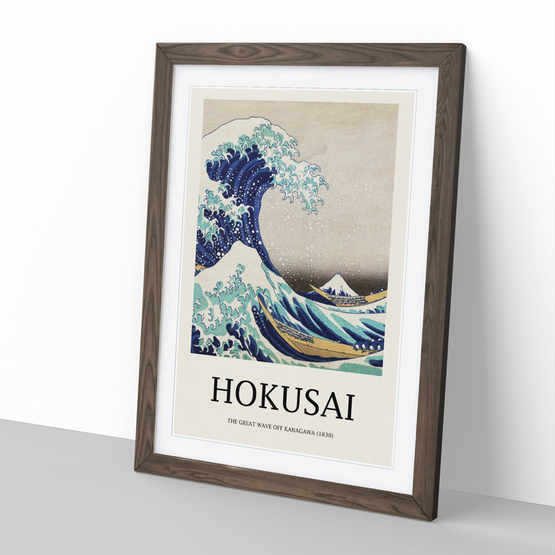 The Great Wave Off Kanagawa by Katsushika Hokusai - Picture Frame Painting, 65cm H x 48cm W x 2cm D, Walnut Framed