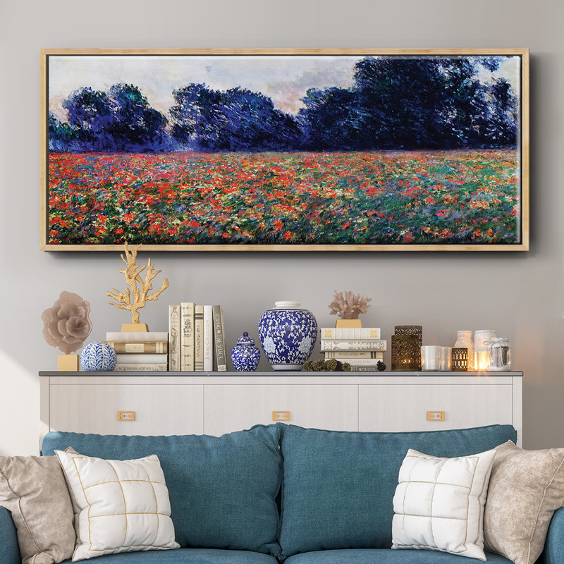 Coquelicots à Giverny, 1887, reproduction d'art sur toile, H 24 po x l 60 po x P 1,5 po, Toile naturelle avec cadre flottant