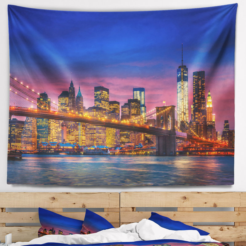 Tapisserie Manhattan avec lumières et reflets, H 78 po x l 92 po