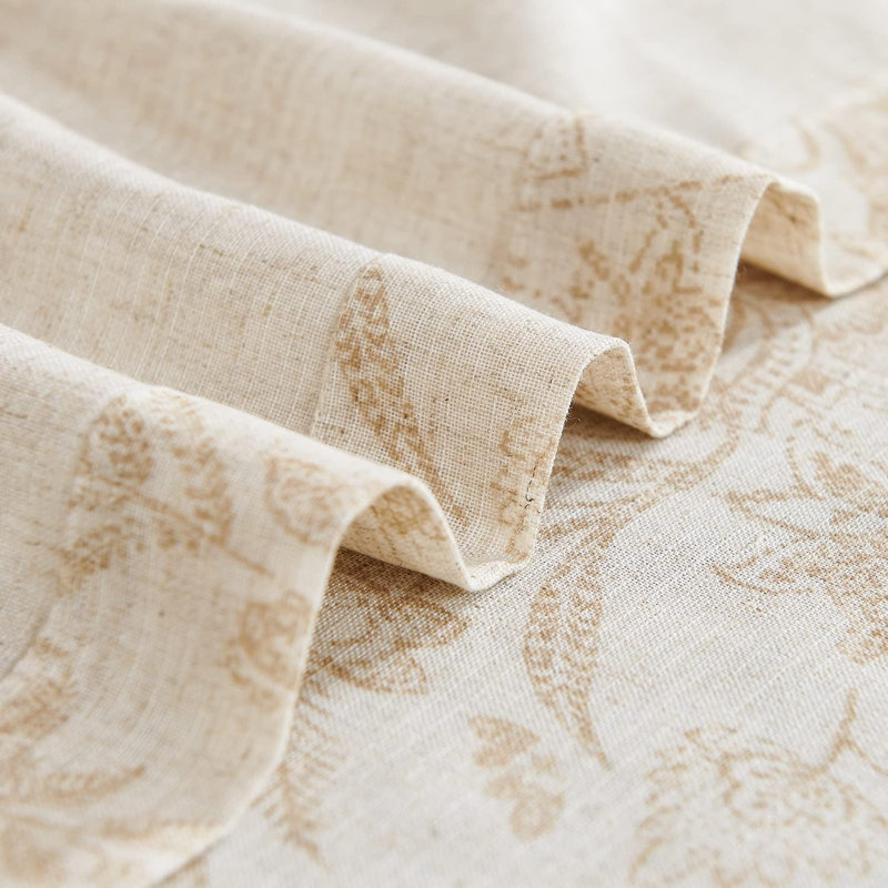 Rideaux de cuisine floraux, L 26 po x L 24 po, Taupe sur beige
