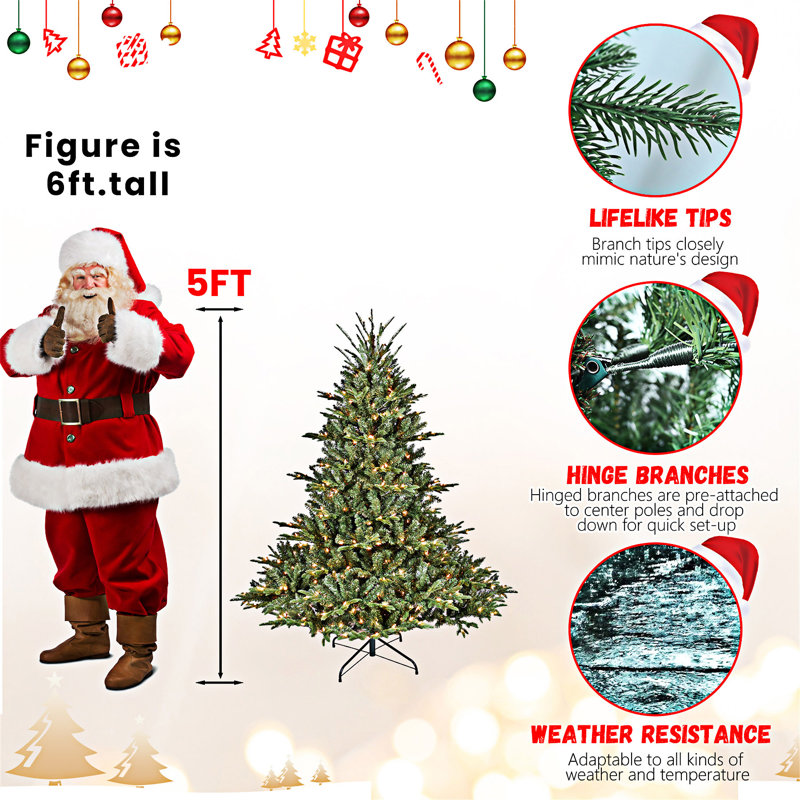 Full-Shaped Christmas Tree With Metal Stand, 4', Pre-Lit