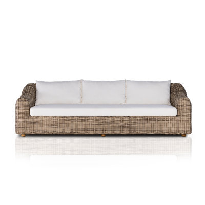 Messina Pembrook 106" Wide Outdoor Teak Patio Sofa with Cushions
