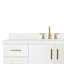 Ensemble de meuble-lavabo simple 55 po en bois massif blanc avec plateau en quartz blanc pur 1,5 po Freitas-421849407-421849345-489904203