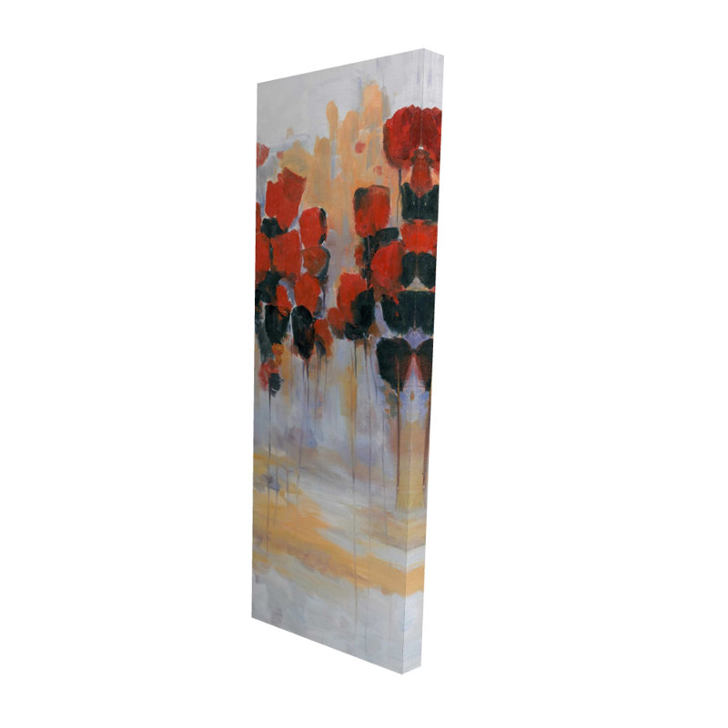 Fleurs rouges sur toile de fond | Décoration abstraite contemporaine pour la maison