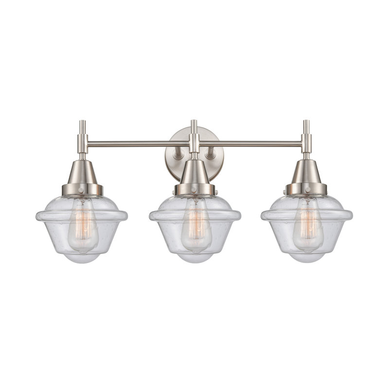 Éclairage pour meuble-lavabo à 3 lumières à intensité variable Gayle, Grainé, Nickel satiné, Ampoule non incluse
