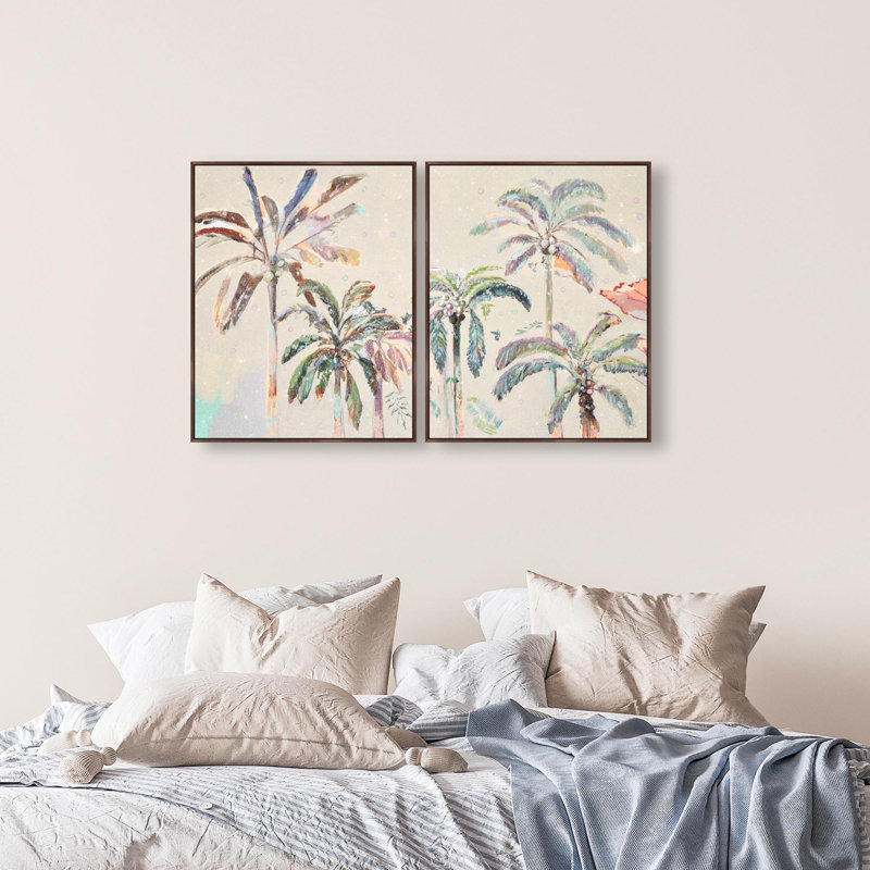 Oliver Gal Michaela Nessim - Inevitable Joy Noon Set Floral and Botanical - Diamond Dust Framed Canvas Art, Brown