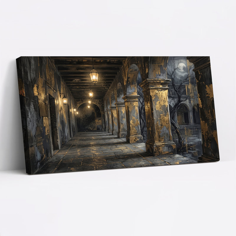 Ensemble de 1 tableau sur toile représentant un couloir sombre, L 32 po x H 16 po, Wrapped Canvas