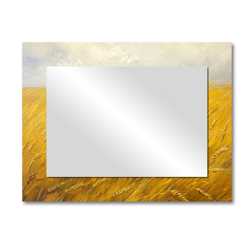 «Golden Fields Of Sheep II», reproduction d'art sur miroir mural d'animaux, 30 po x 40 po