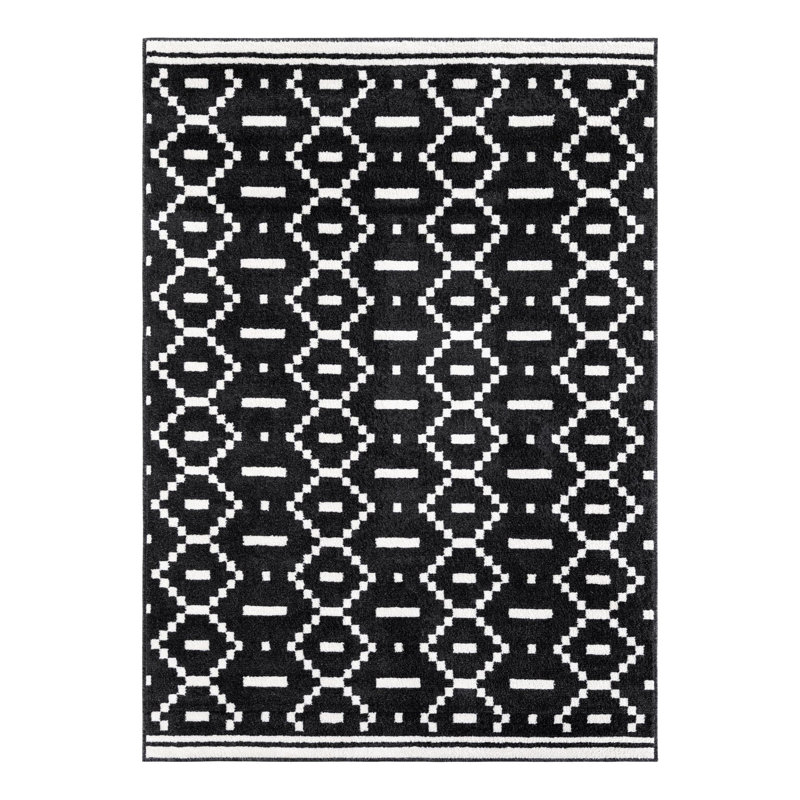 Ivy Bronx Begna Nathanyl Rug Black, Rectangle 5'1" x 8'