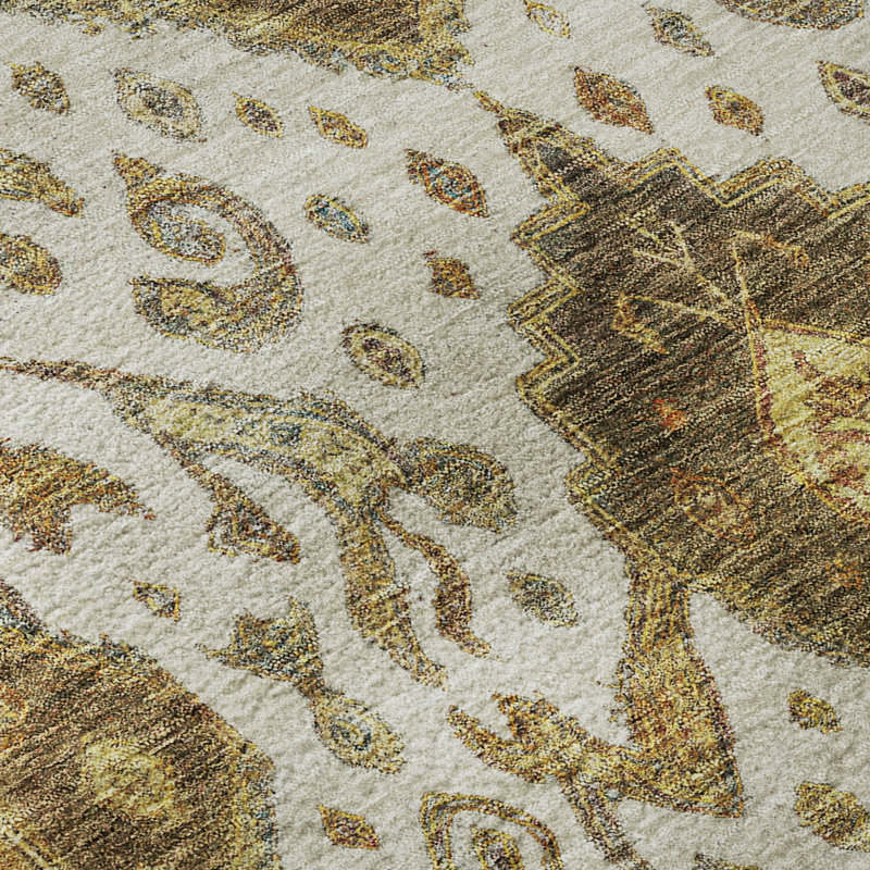 Tapis de qualité supérieure lavable à la machine Mayfield Global, Ivoire ivoire, 5 pi x 7 pi 6 po