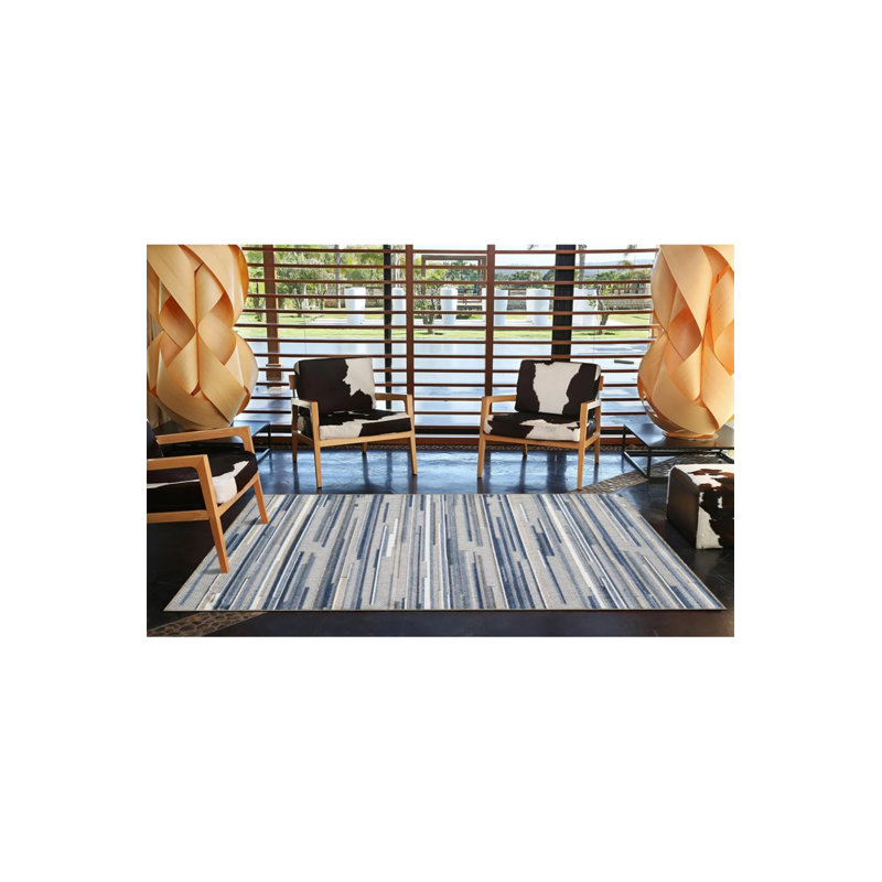 Tapis gris tissé à rayures, Tapis de couloir 2 pi 6 po x 6 pi 7 po