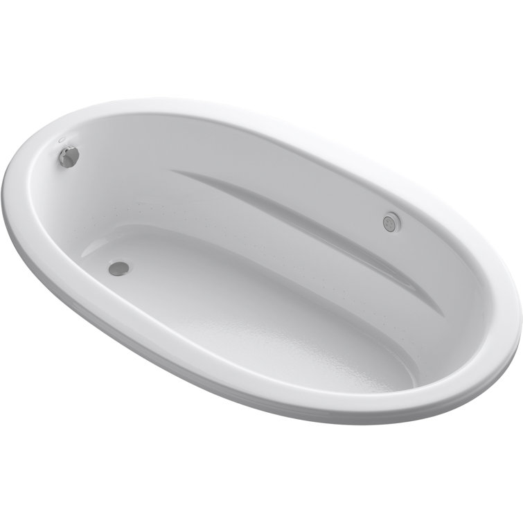 KOHLER Sunward 72 in. Oval Drop-in Whirlpool Bathtub in White with Heater
