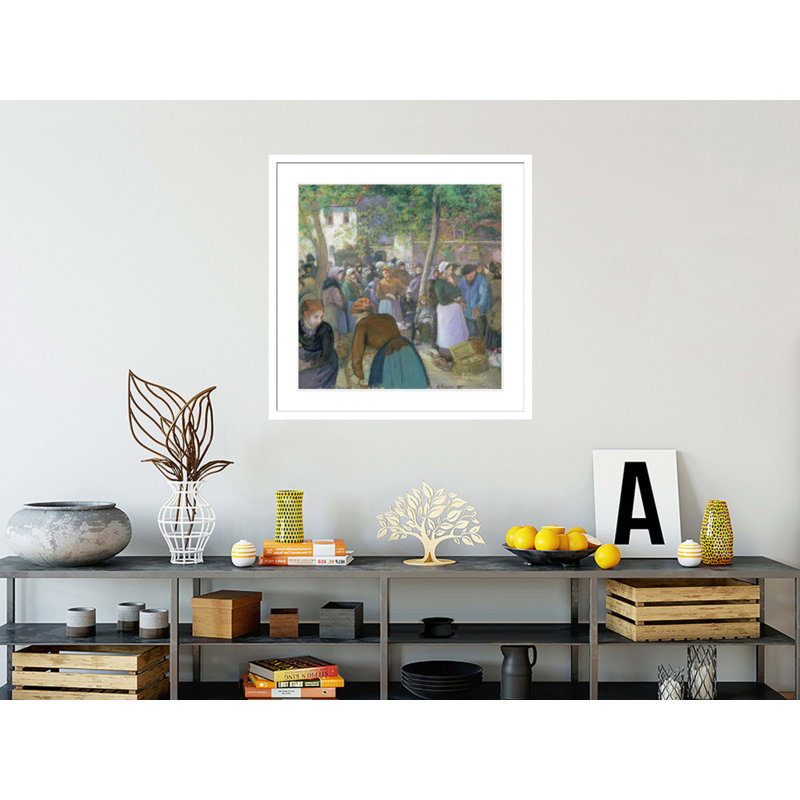 «Poultry Market at Gisors» par Camille Pissarro, impression giclée sur cadre, 17.84" H x 17.75" W