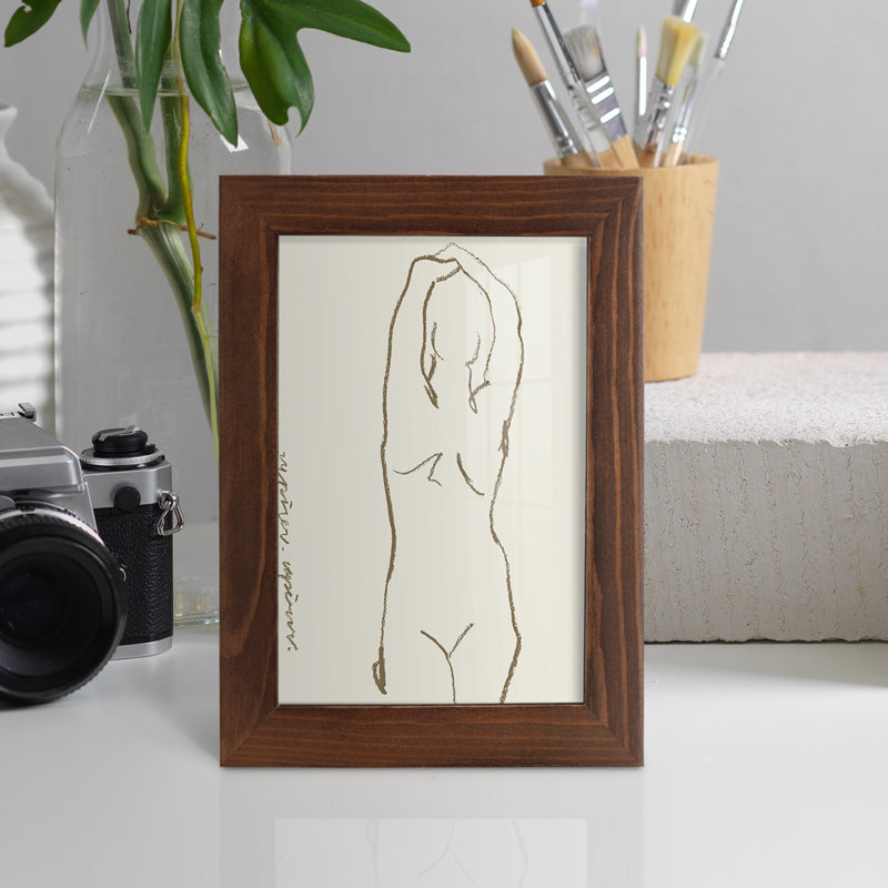 Toi et moi I, impression sur papier, H 9 po x l 7 po x P 1 po, Cadre châtaignier
